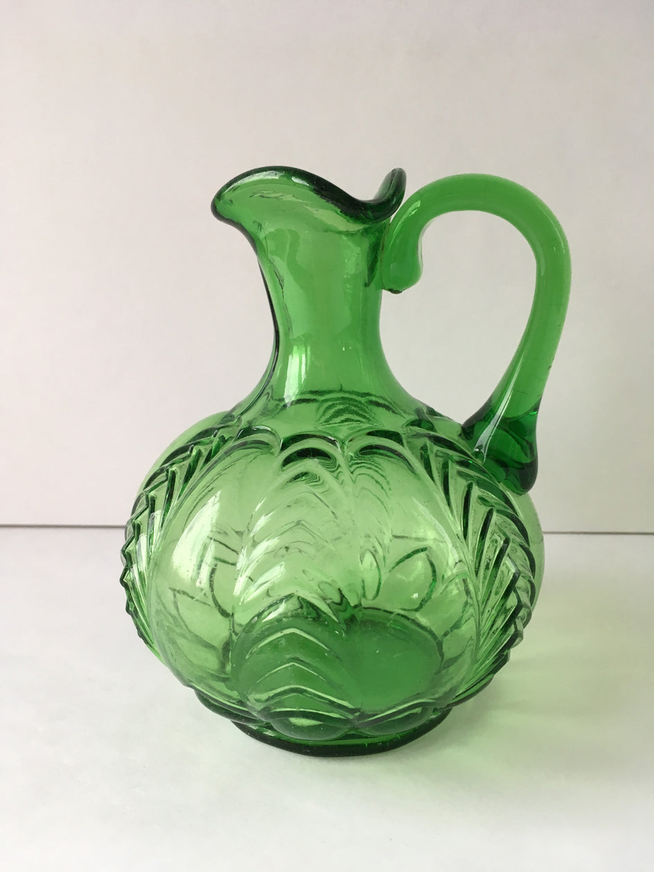 Florida Pattern | EAPG Green Pressed Glass Cruet