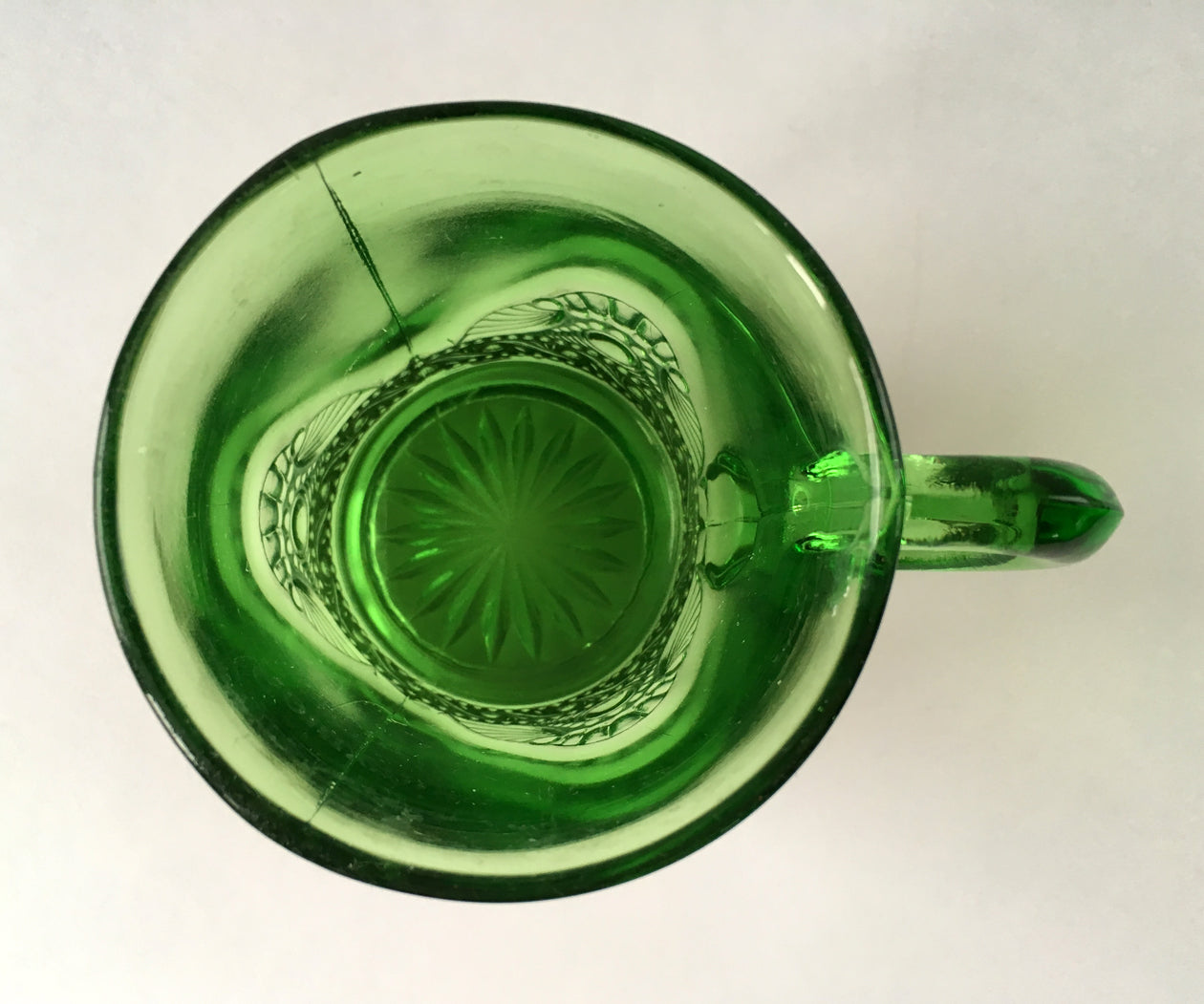Jewel Pattern | EAPG Green Pressed Glass Child's Mug