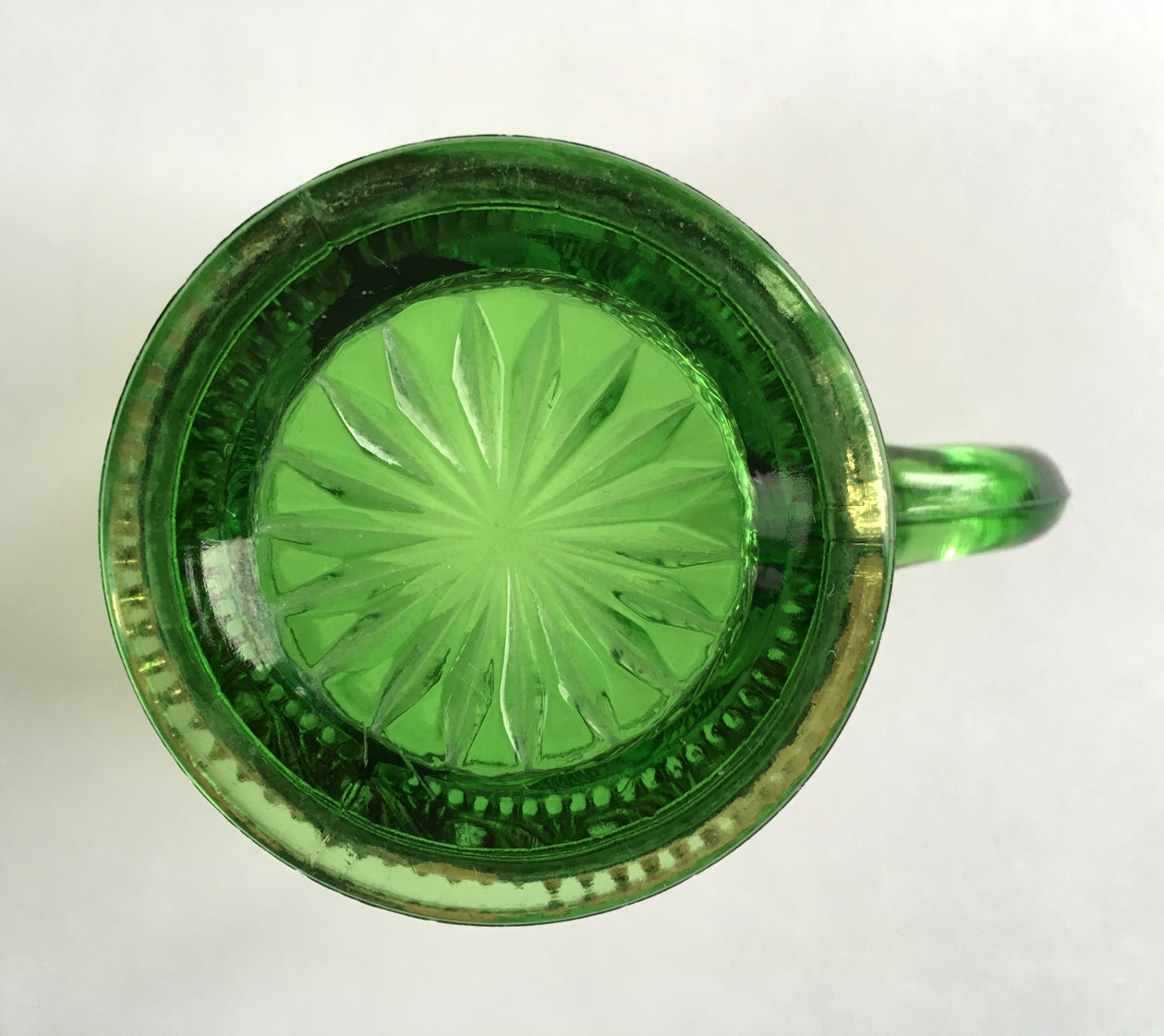Jewel Pattern | EAPG Green Pressed Glass Child's Mug