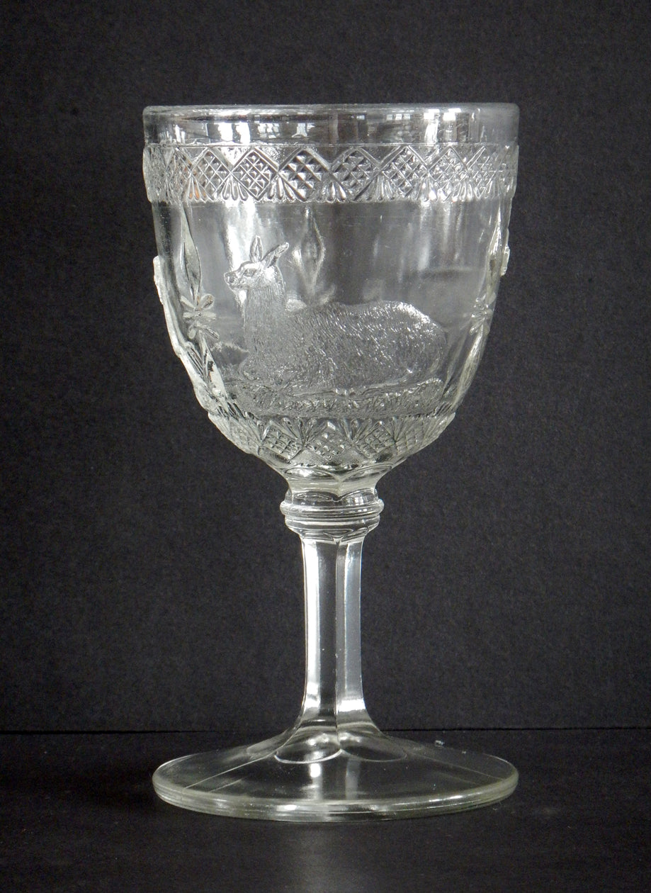 Close-up of a doe on an Elk and Doe pattern goblet.