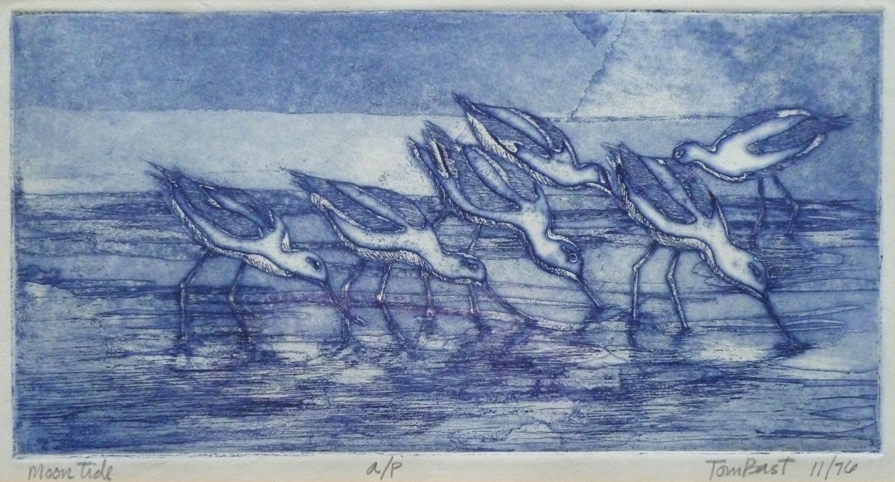 Tom Bast Colour Aquatint Etching Title Moon Tide - matt size image