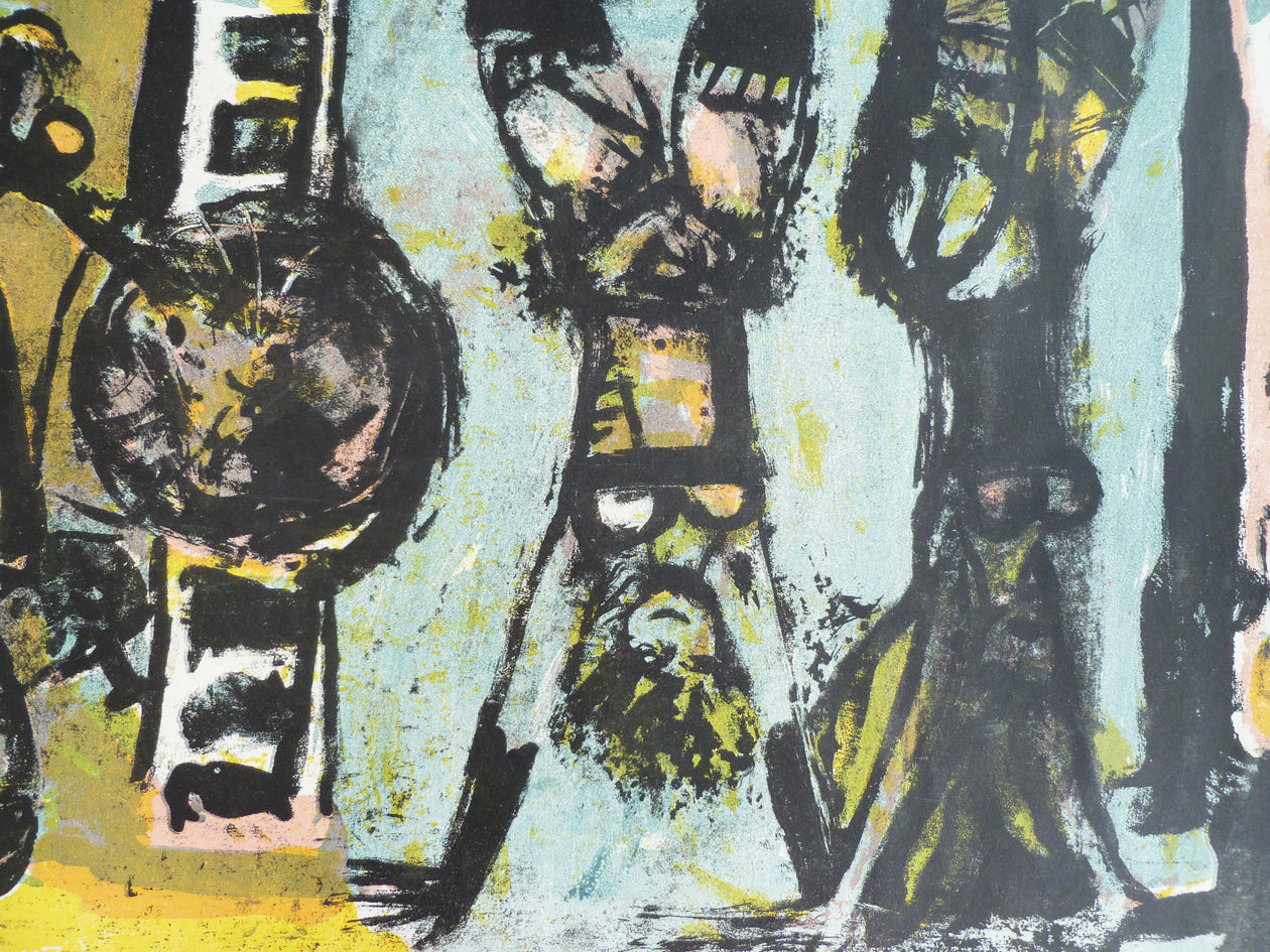 Klaus Liebers circus scene lithograph close up 1 image