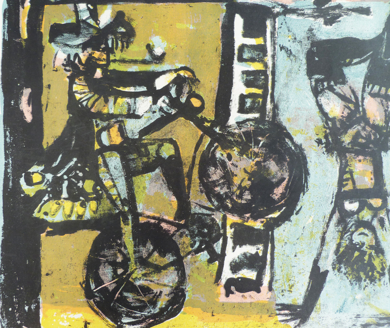 Klaus Liebers circus scene lithograph close up 2 image