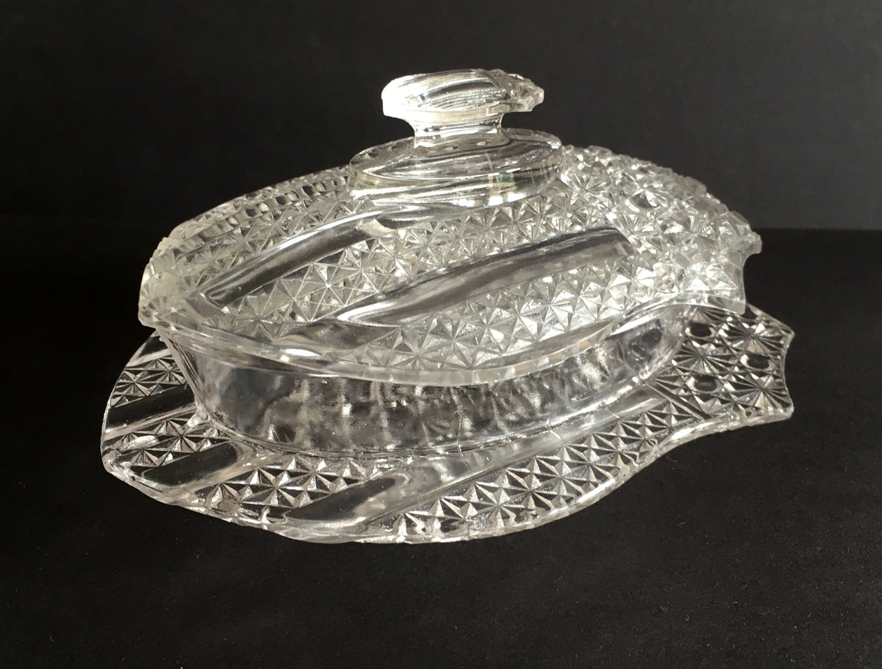 EAPG Banner pattern butter dish full view image