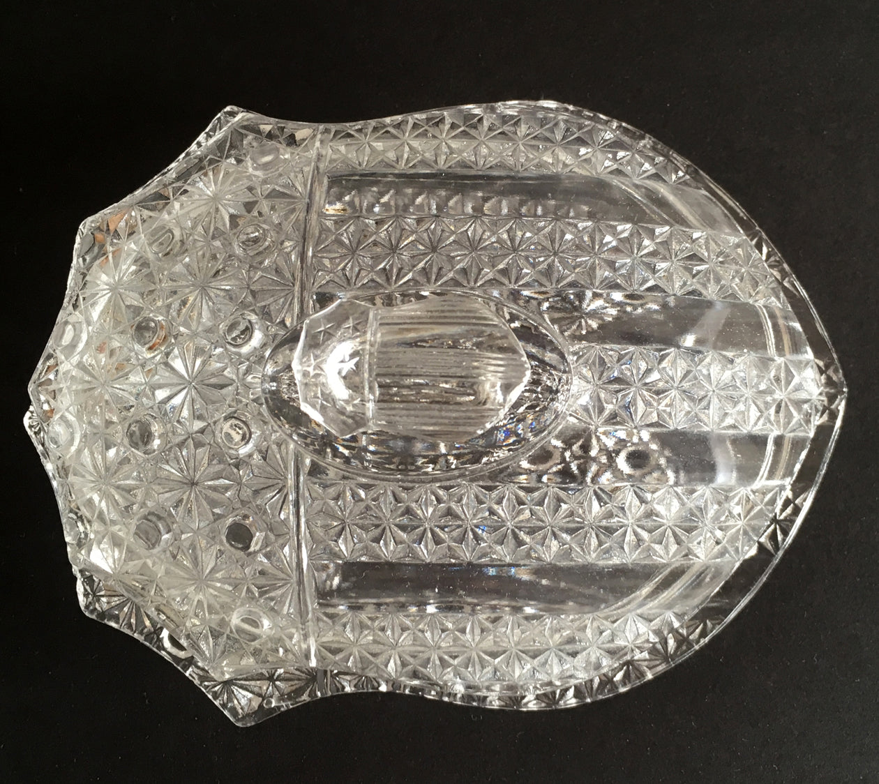 EAPG Banner pattern butter dish top view image