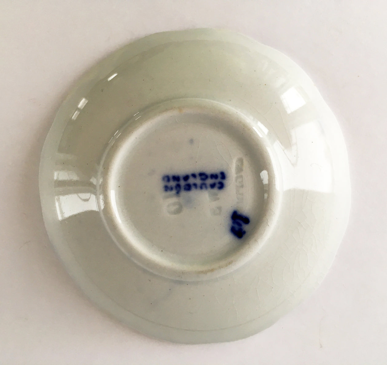 5 Flow Blue Cauldon Butter Pats 1800's stamp image
