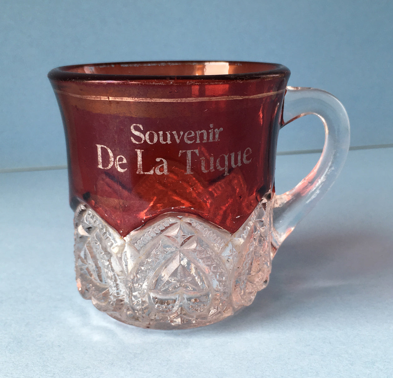 EAPG Heart Band pattern ruby stained glass mug full image