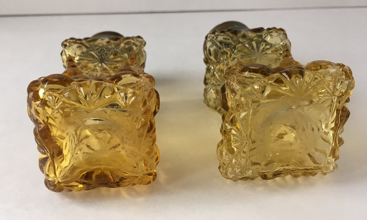 Daisy and Button Plain Pattern | EAPG Amber Glass Salt Shakers