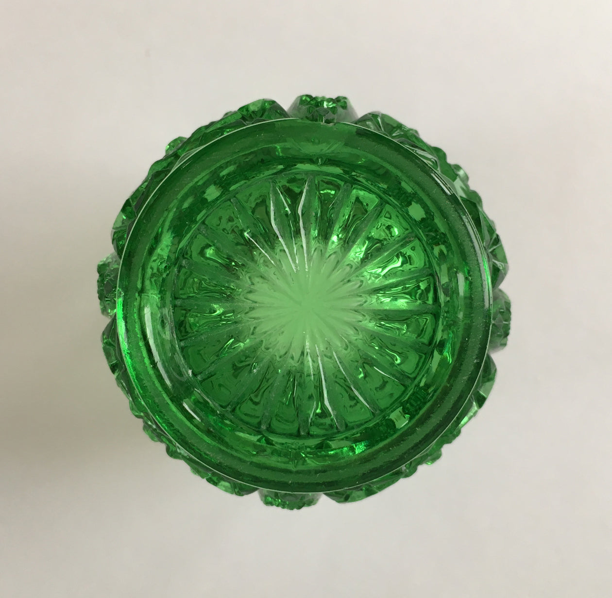 EAPG green Sunbeam pattern toothpick holder top image
