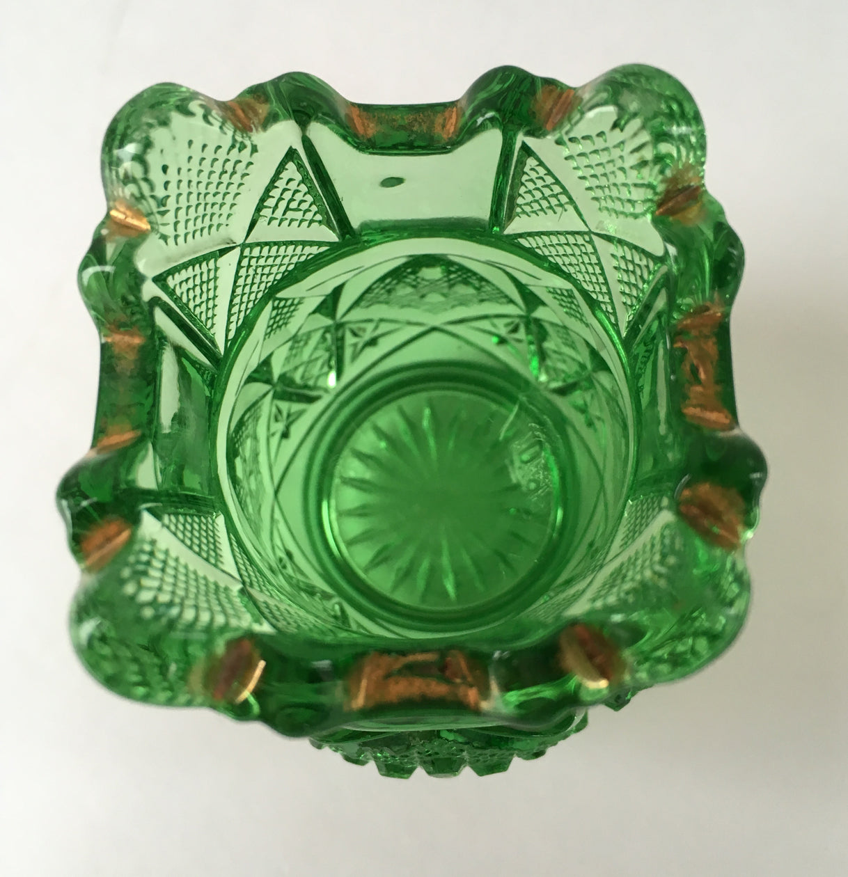 EAPG green Sunbeam pattern toothpick holder inside image