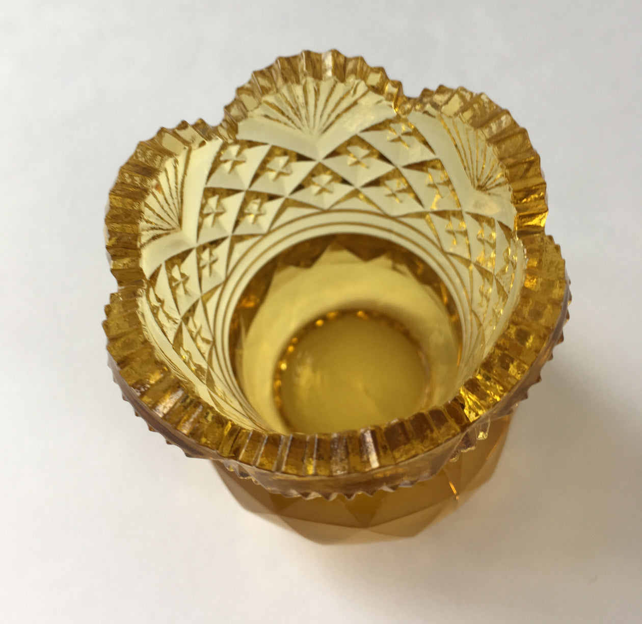 Westmoreland #60 Pattern Pressed Amber Glass Toothpick Holder inside image