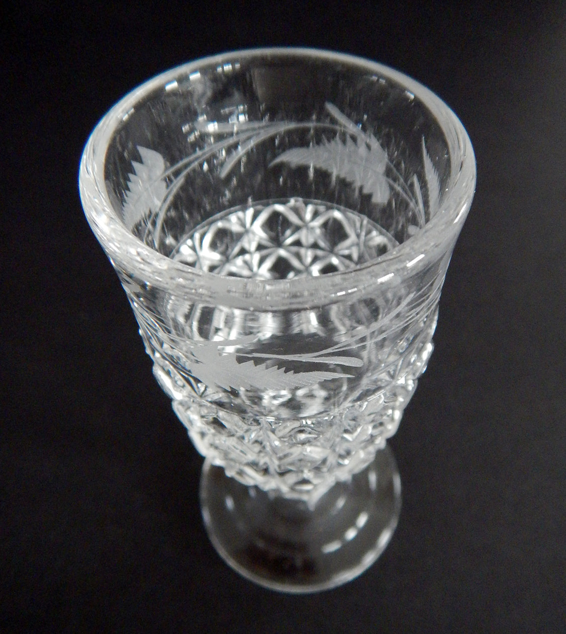 EAPG Mascotte pattern wine glass with etching inside image