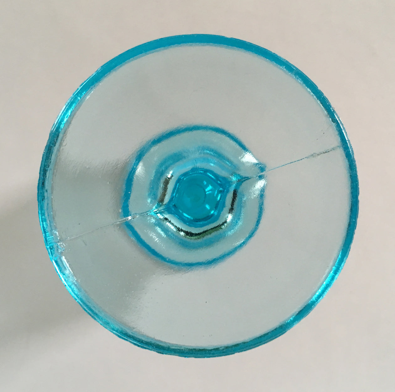 EAPG Blue Wine Glass Scroll with Flowers Pattern bottom image