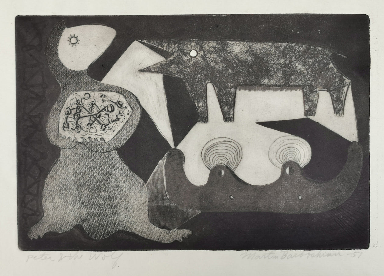 Martin Barooshian Peter & the Wolf etching mat view image
