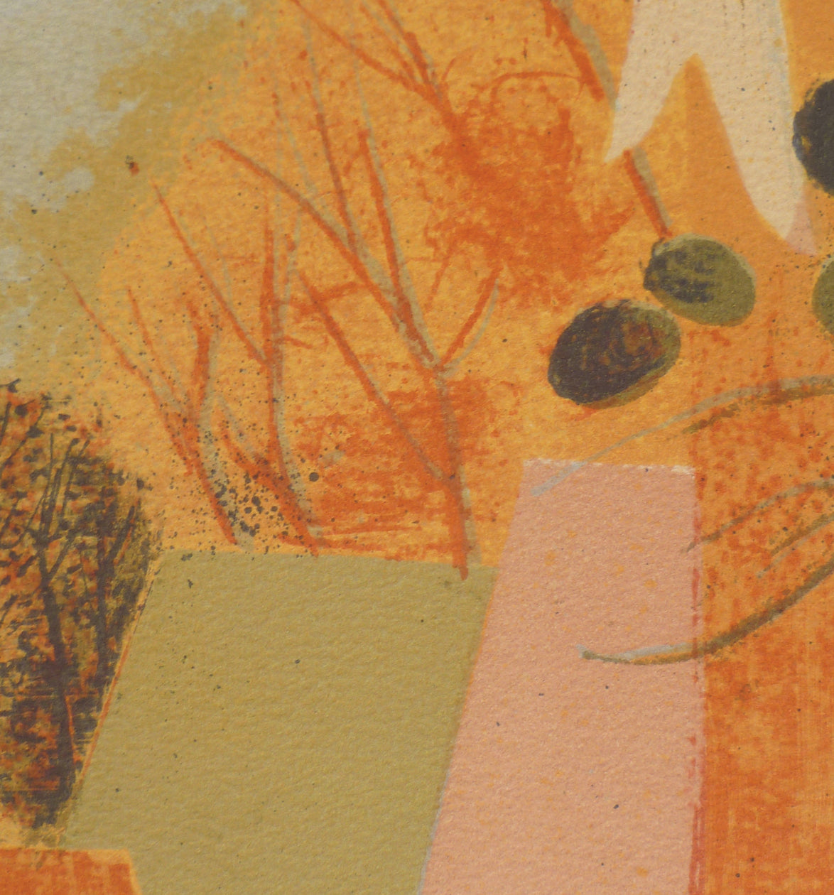 Pierre Bisiaux abstract vase of flowers colour lithograph close up image 2