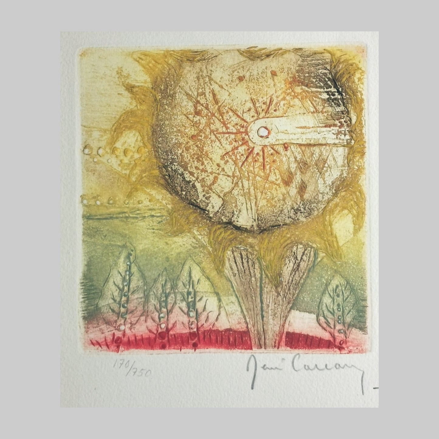 René Carcan | Abstract Colour Aquatint Etching - Thistle