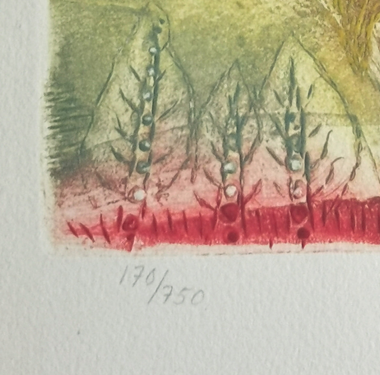 artist Rene Carcan number of edition of etching called thistle