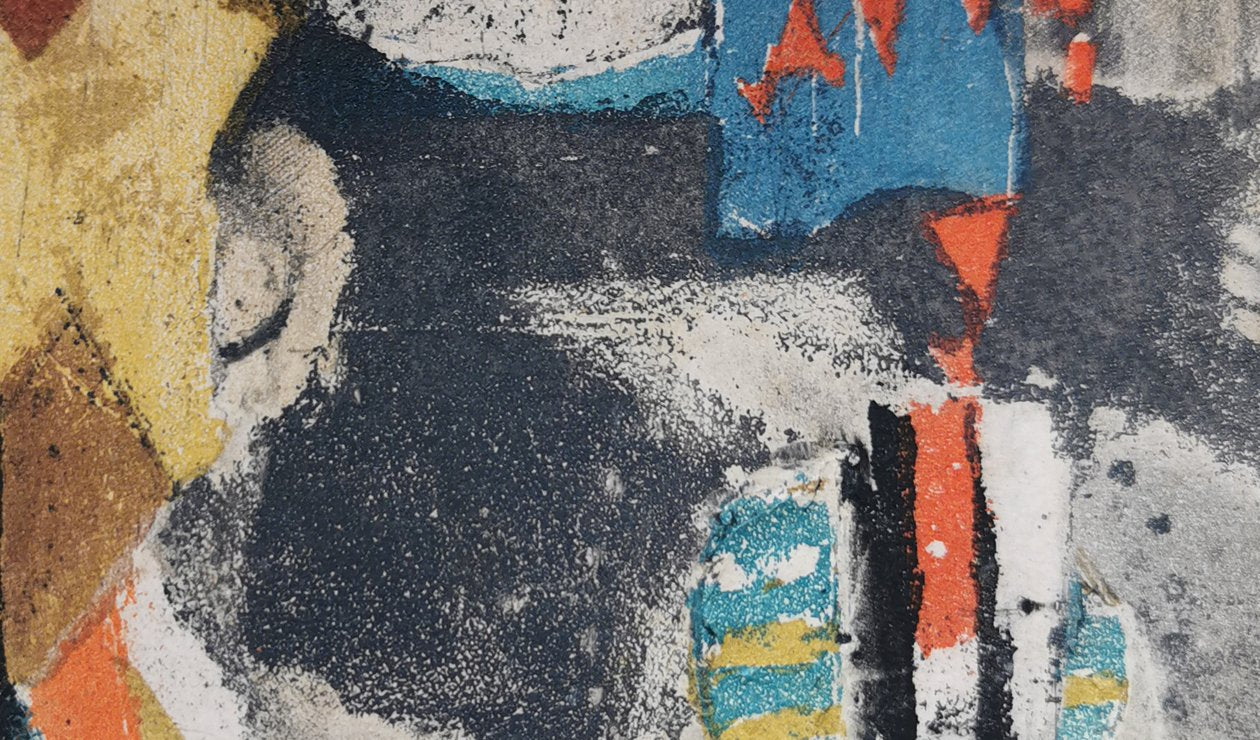 artist Johnny Friedlaender close up of etching