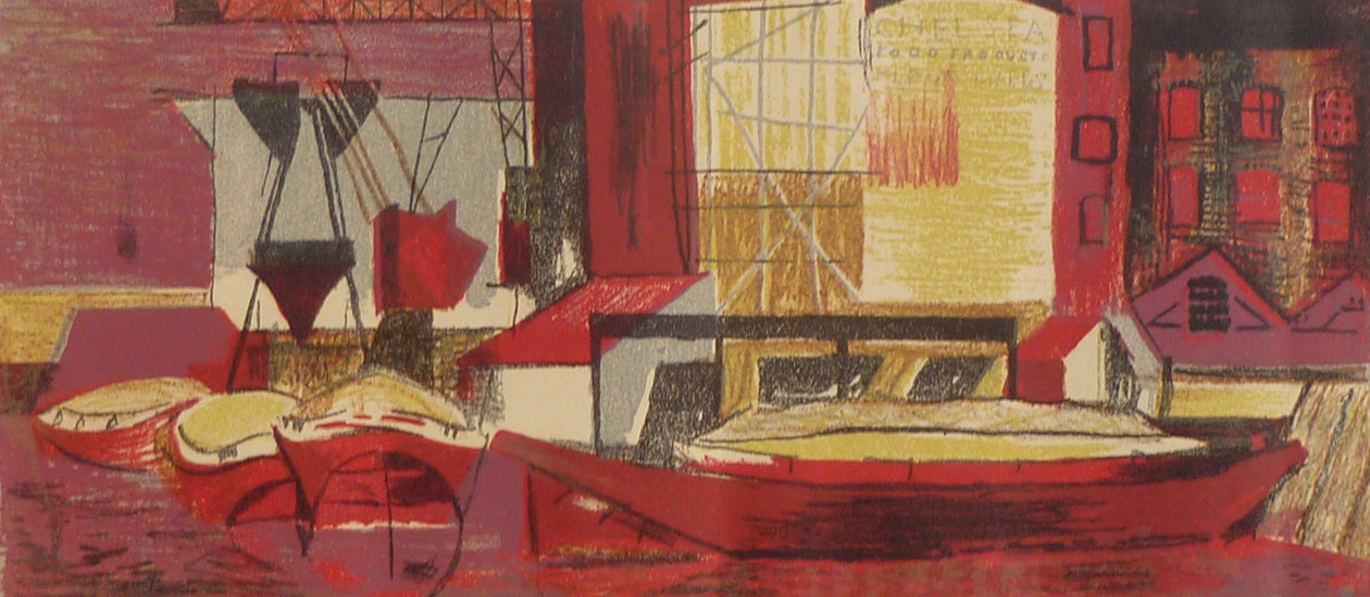 Trevor Jones Colour Lithograph Chelsea Reach Full image