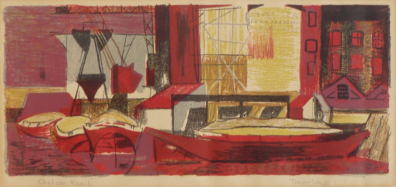 Trevor Jones Colour Lithograph Chelsea Reach Mat View image