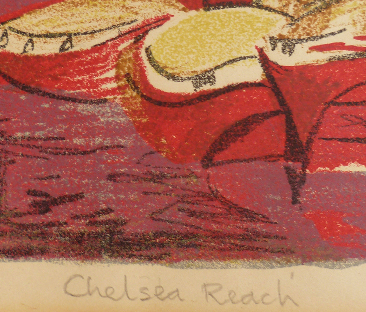 Trevor Jones Colour Lithograph Chelsea Reach Title image