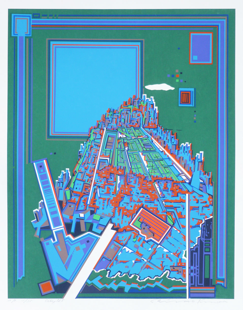 Risaburo Kimura Colour Serigraph City 365 matted image