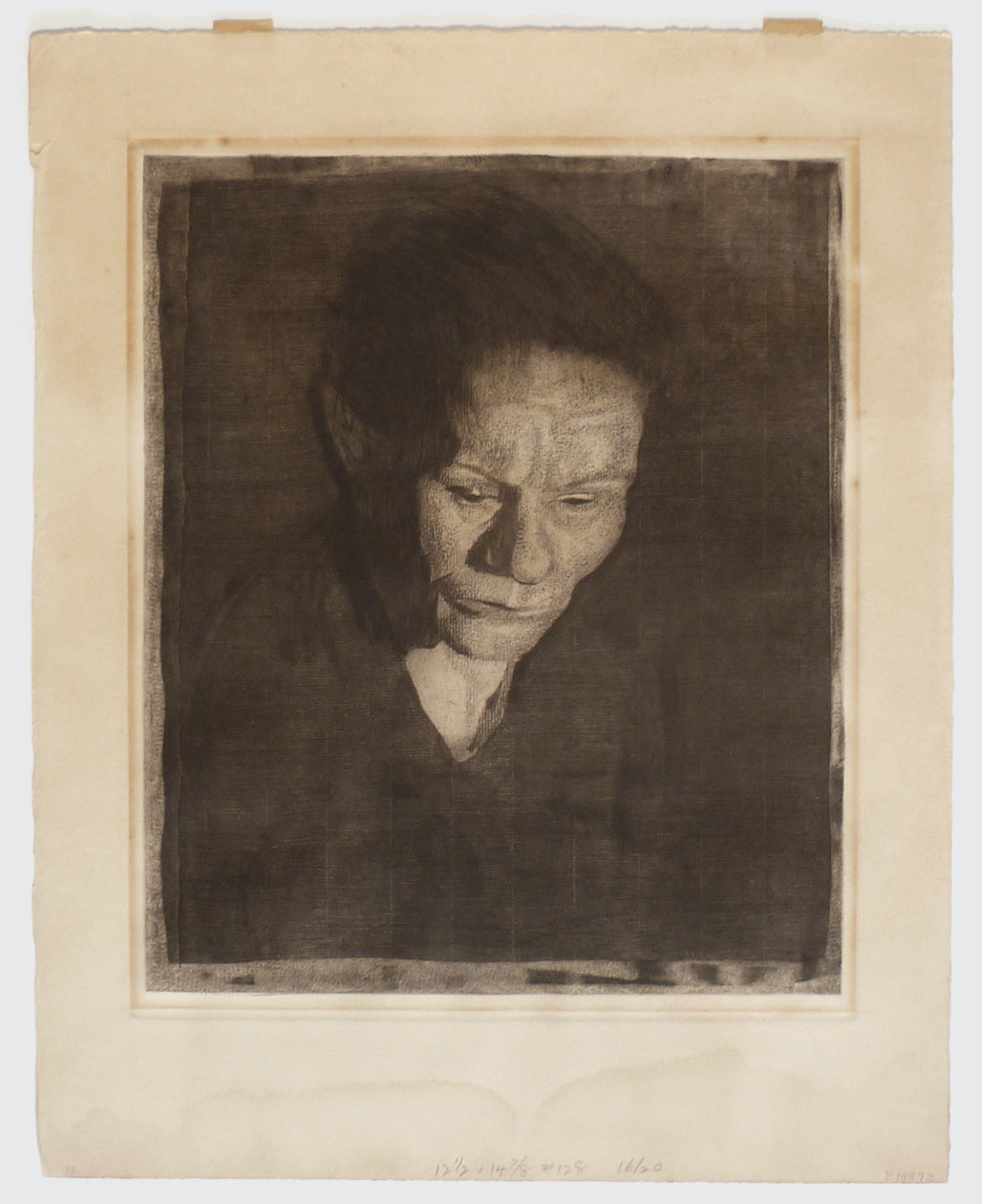 Kathe Kollwitz Etching 1905 Gesenkter Frauenkop Full image - SOLD