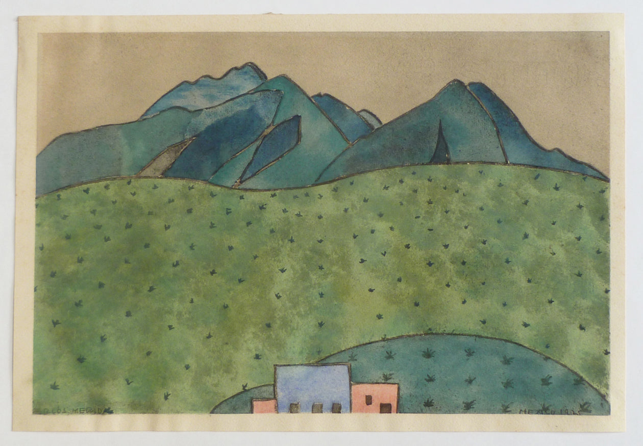 Carlos Merida early colour landscape lithograph full view image