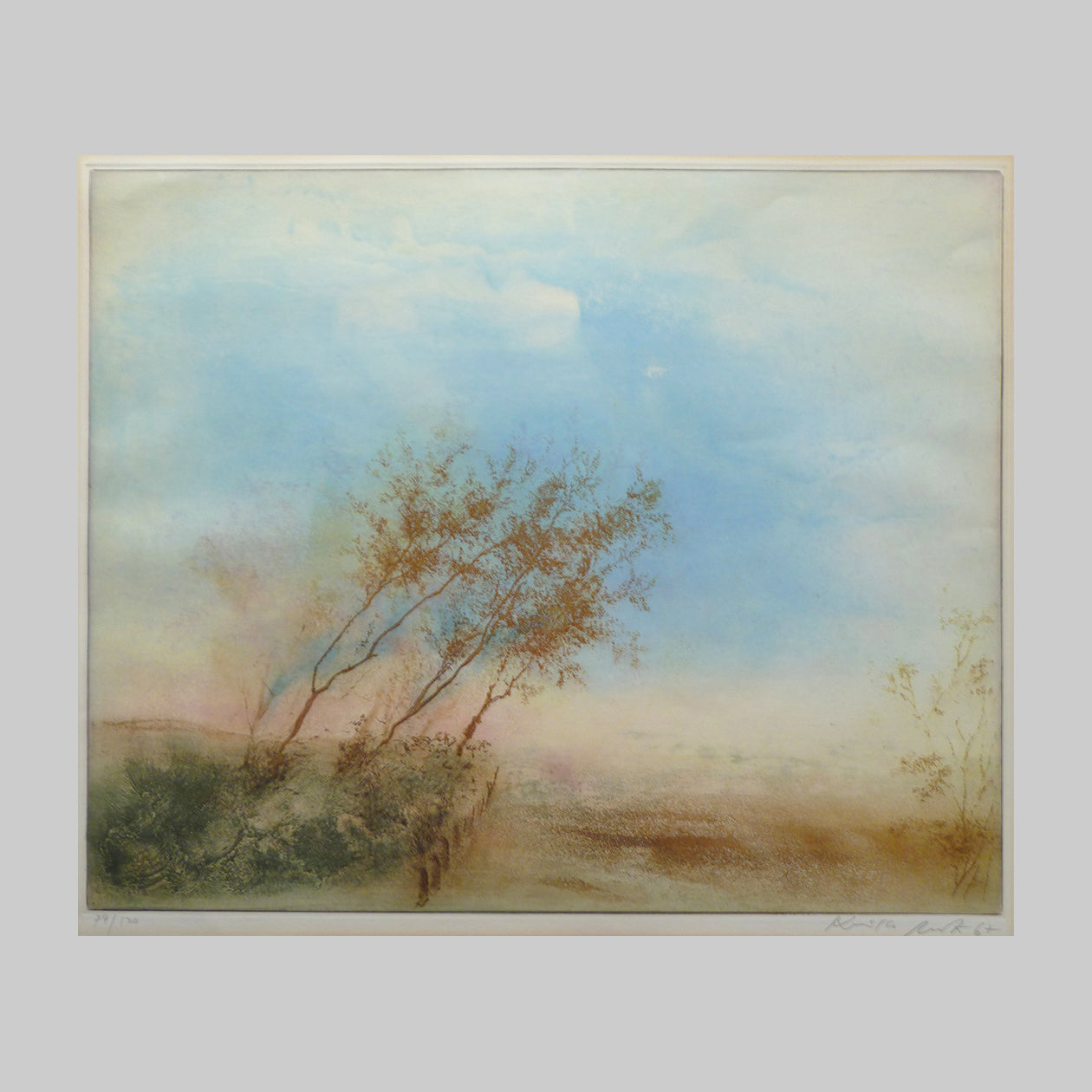Kaiko Moti large landscape colour aquatint etching main image