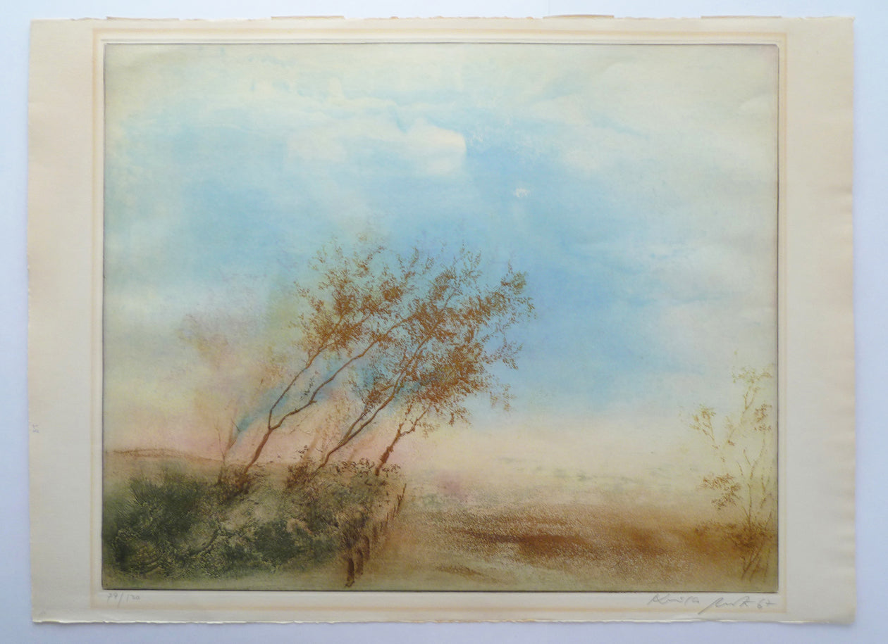 Kaiko Moti large landscape colour aquatint etching full view image