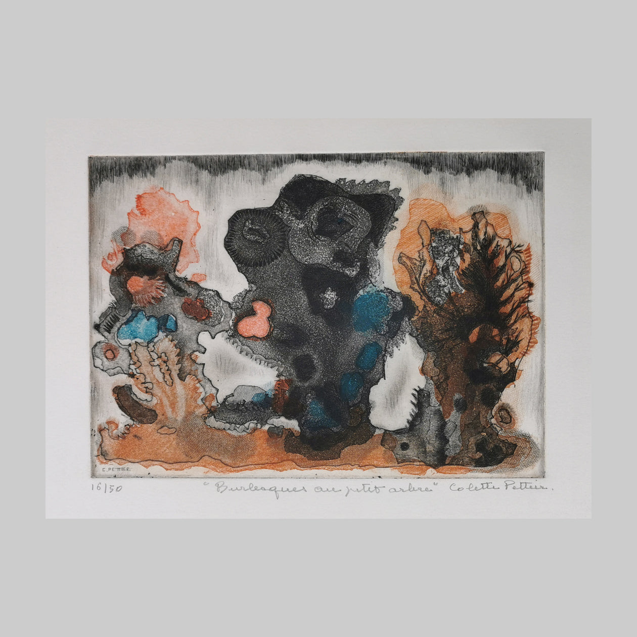 Pettier original etching Burlesques au petit arbre - main image