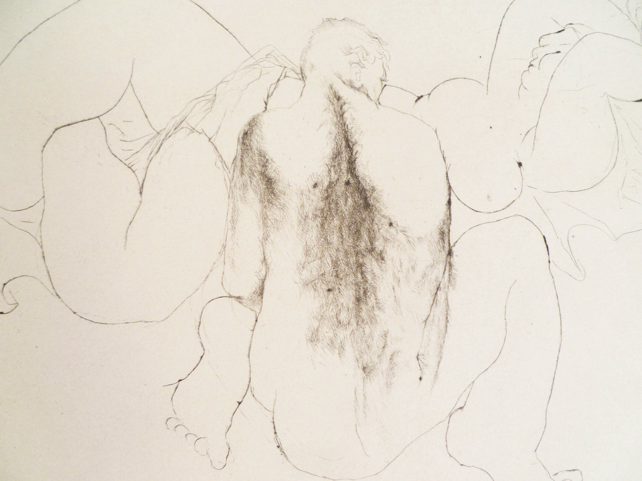 Pierre Zucchelli Etching of a nude couple cropped image