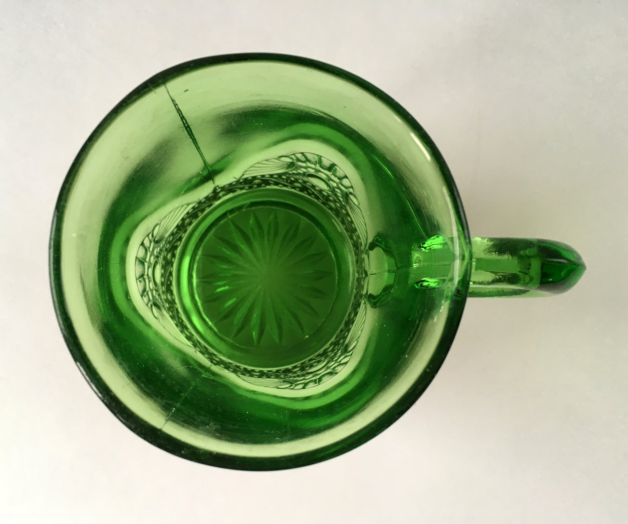 Jewel Pattern | EAPG Green Pressed Glass Child's Mug - US Glass 1898