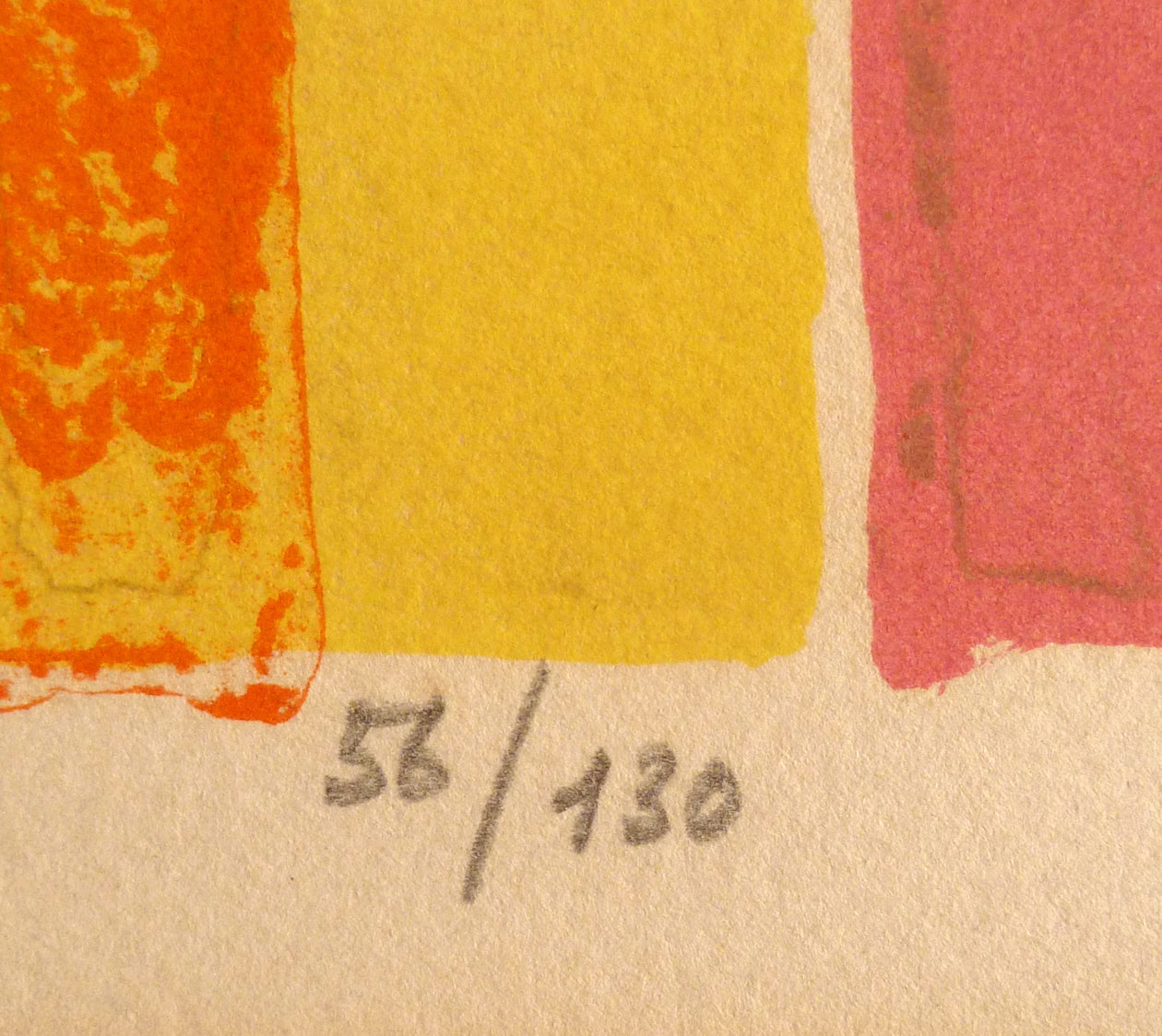 Close-up of edition number in pencil on a lithograph print by Bernard Cathelin.