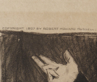 Close-up of copyright text on a lithograph print by Charles Dana Gibson.