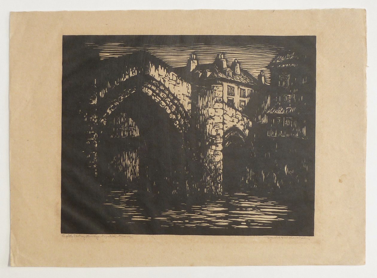 Whole paper showing of a woodcut printed by Donald Witherstine.