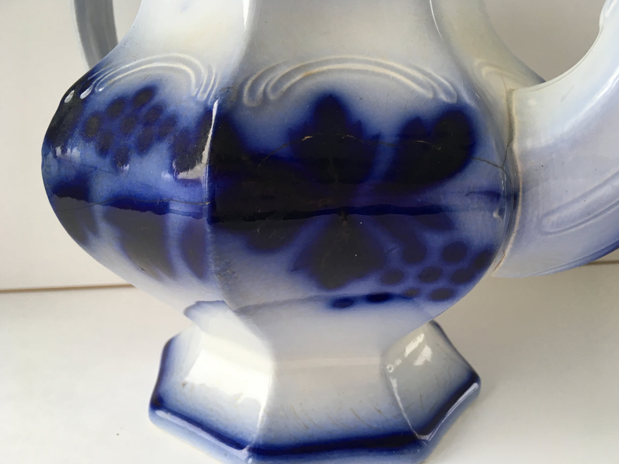 Flow Blue Teapot from Quebec crack image 2