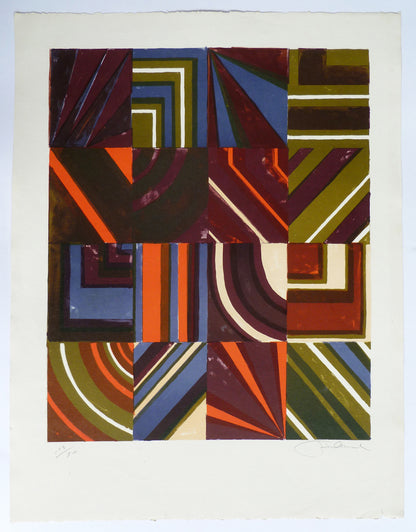 Whole paper showing, of a colourful lithograph printed by Jeff Friedland.