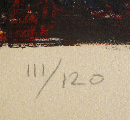 Close-up of edition number in pencil on a lithograph print by Mervin Jules.