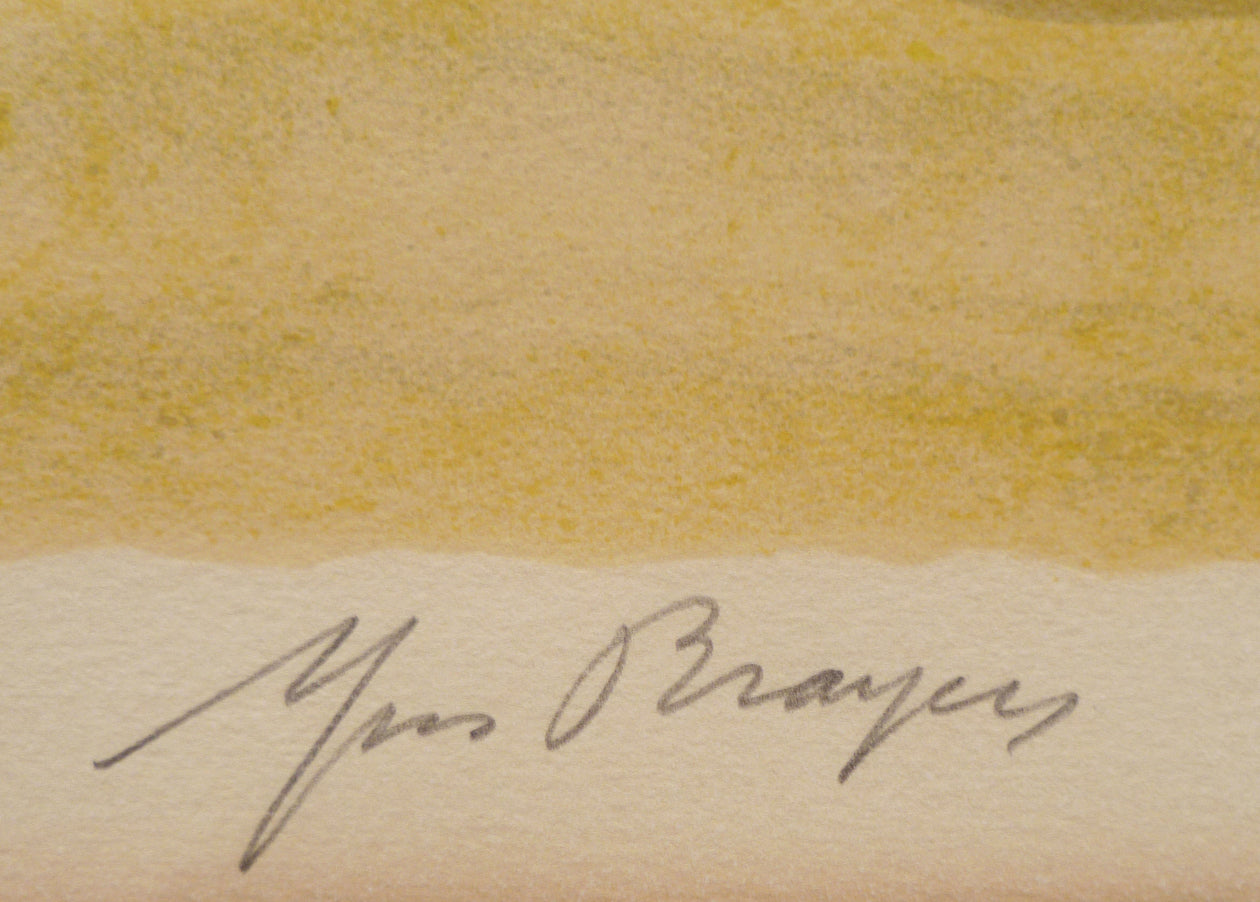 Close-up of Yves Brayer signature in pencil on a lithograph print from 1969.