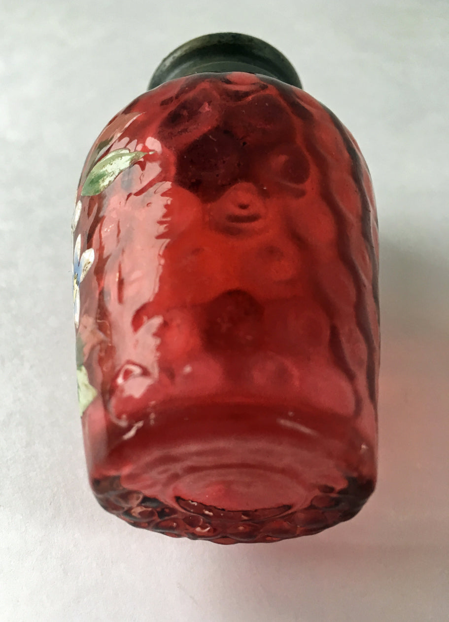 EAPG Hand Painted Victorian Cranberry Glass Salt back image