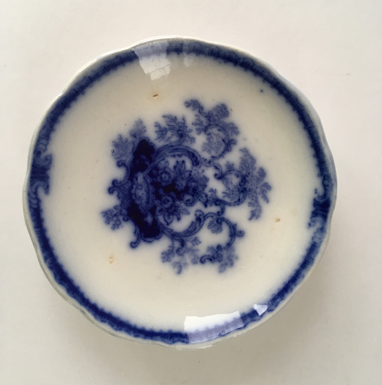 5 Flow Blue Cauldon Butter Pats 1800's single pat image