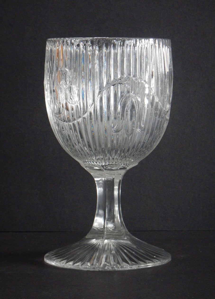 EAPG Bellflower pattern glass goblet full view 1 image