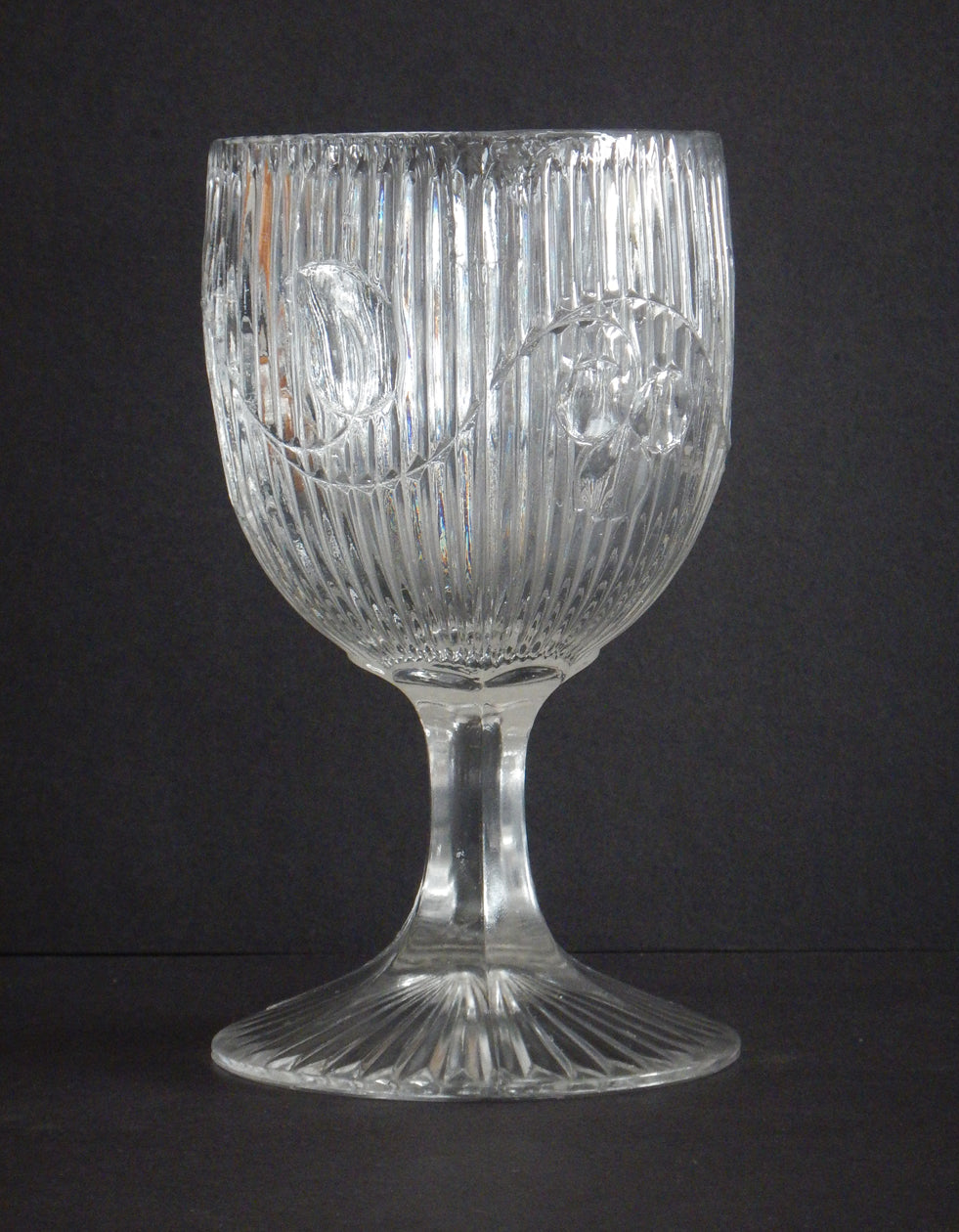 EAPG Bellflower pattern glass goblet full view 2 image