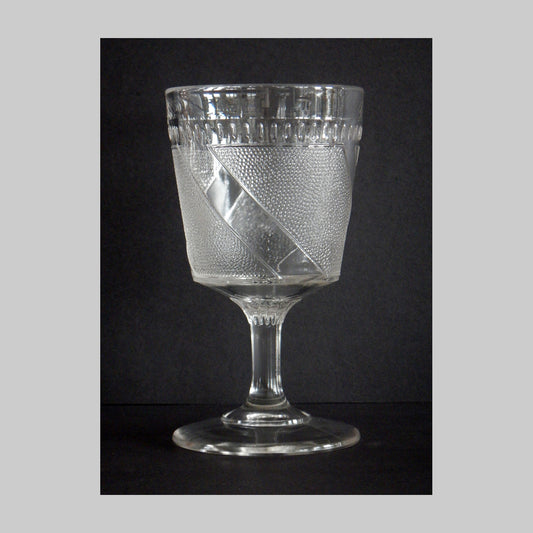 Clear Diagonal Band Pattern Pressed Glass Goblet main image