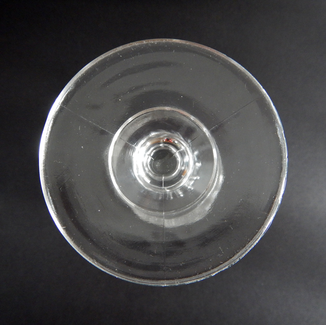 Clear Diagonal Band Pattern Pressed Glass Goblet bottom view image