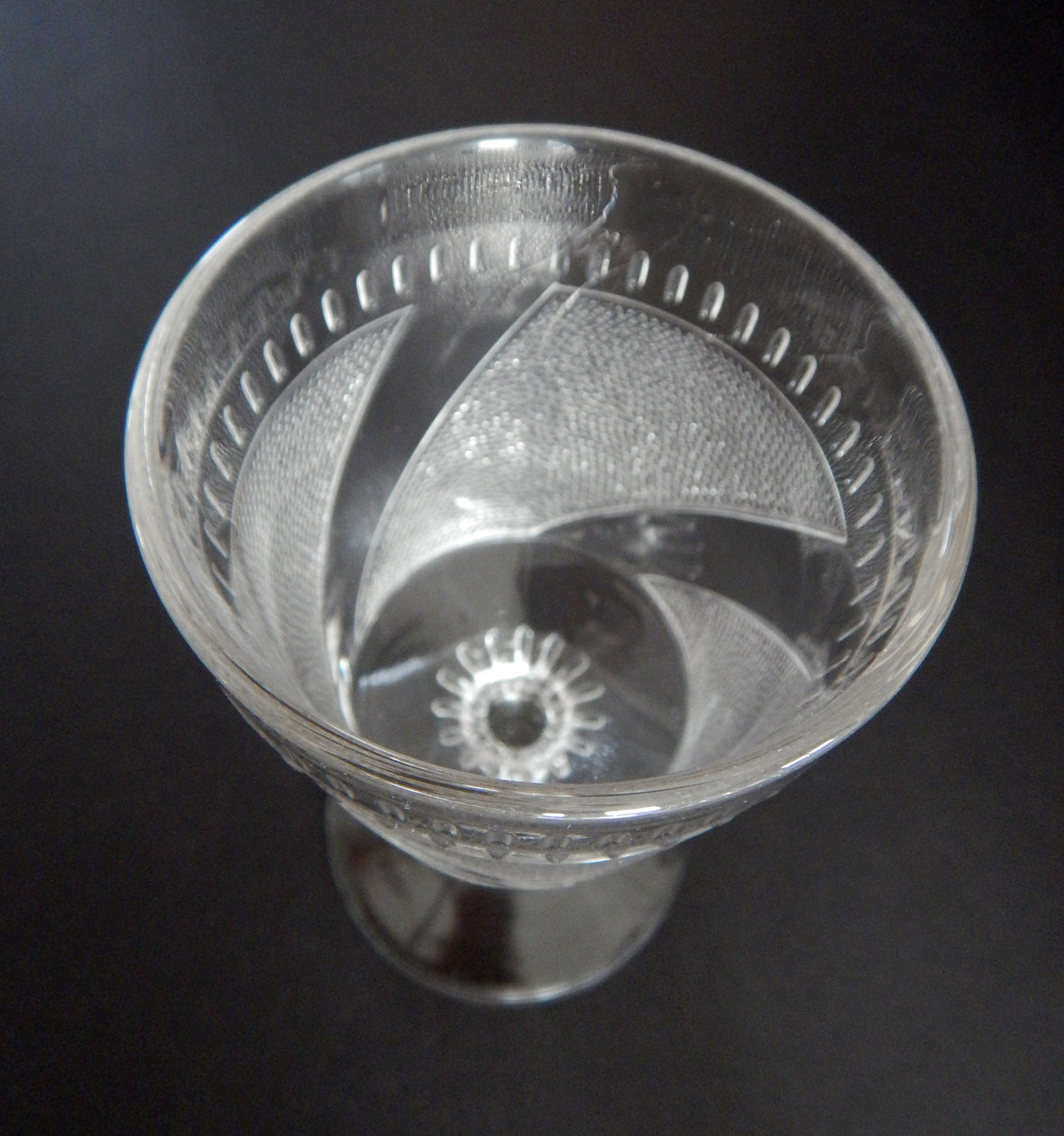 Clear Diagonal Band Pattern Pressed Glass Goblet angle view image