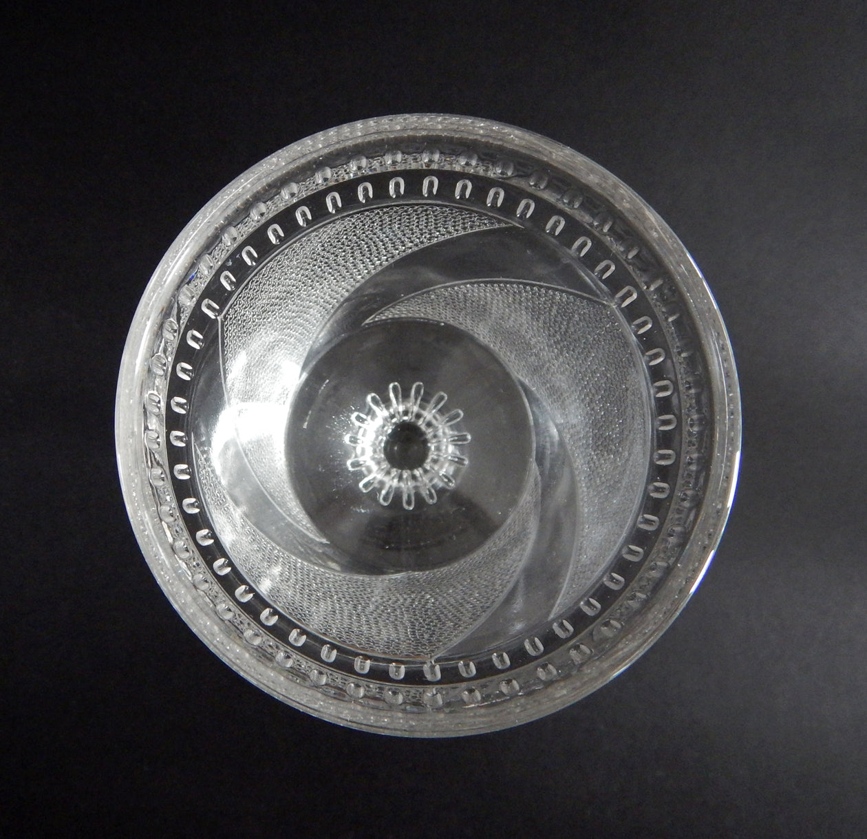 Clear Diagonal Band Pattern Pressed Glass Goblet top view image