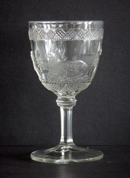 Close up of the doe in the elk and doe pattern goblet.