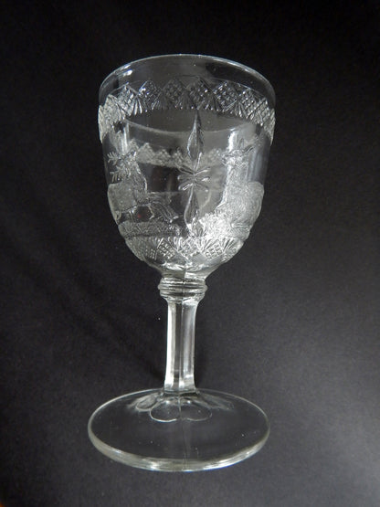 Elk and Doe Pattern | EAPG Clear Pressed Glass Goblet